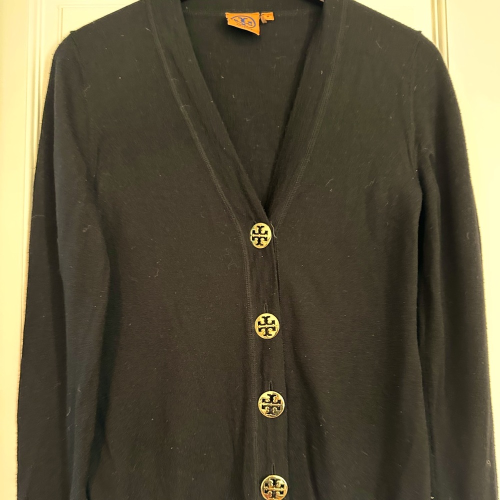 Tory Burch light wool cardigan in black